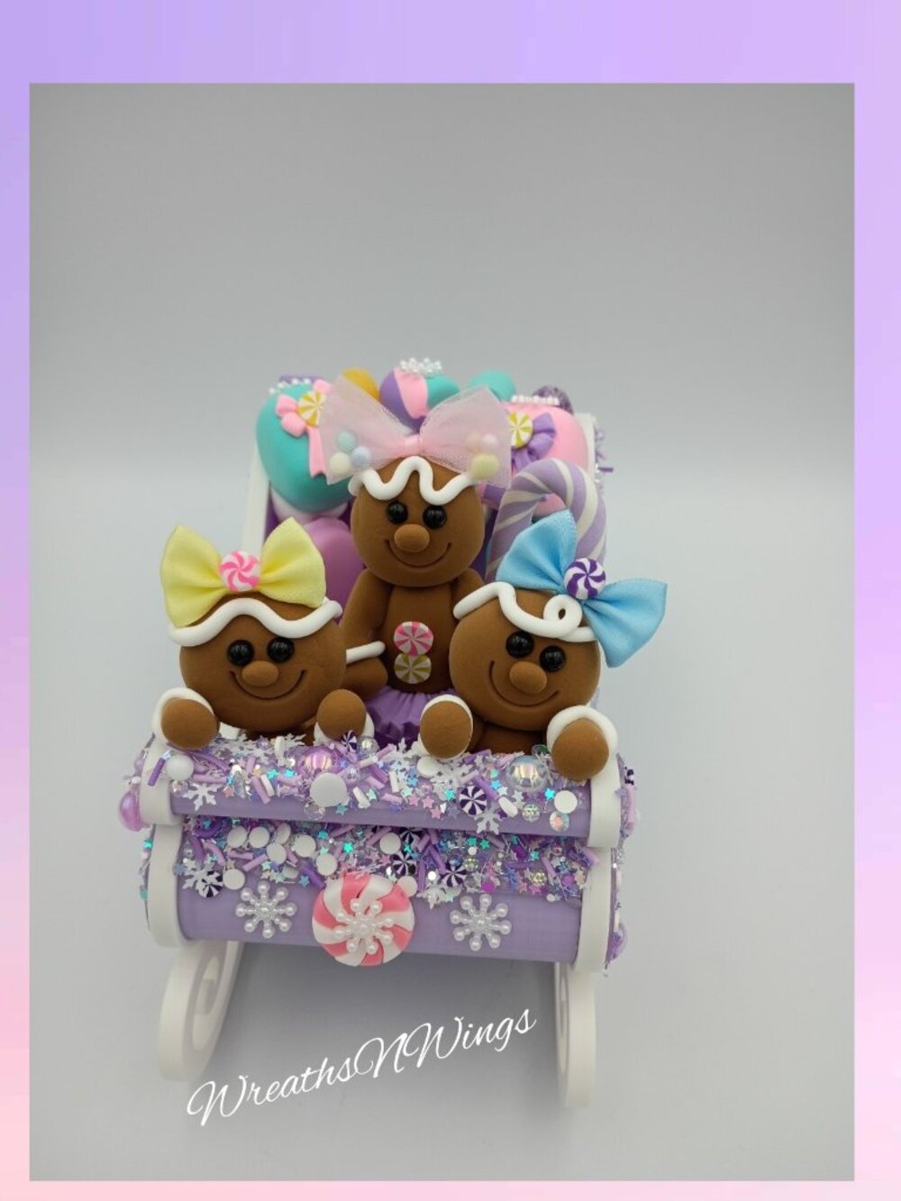 Gingerbread Sleigh Christmas Centerpiece, Pastel Candyland Christmas Decor